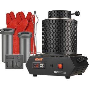 VEVOR Electric Melting Furnace, 1350W Electric Gold Smelting Furnace Kit, 2102℉/1150℃ Electric Furnace with 1kg and 3 kg Graphite Crucibles for Melting Gold, Silver, Copper, Aluminum
