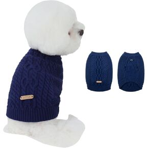 PINA Dog Sweater, Turtleneck Dog Sweater Classic Cable Knit, Dog Pullover Sweater Classic Warm Windproof, Puppy Sweater Winter Clothes for Small Medium Large Dogs