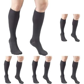 Truform 20-30 mmHg Compression Stockings for Men and Women, Knee High Length, Closed Toe, Beige, Small