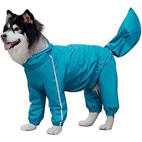 Dog Raincoat, 4 Legs Large Dog Rain Jacket with Reflective Stripe,Dog Hooded Waterproof Raincoats for Big Dogs,Large Breeds Dogs Rain Jackets with Legs,Tail(Yellow,8XL)