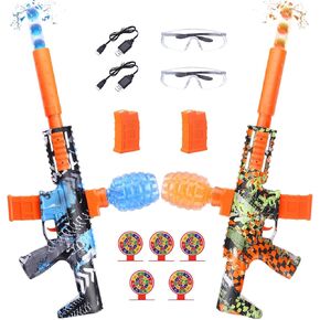 2 Pack Gel Splatter Blasters, Full Auto Electric Splatter Ball Toy, 10 Rounds Per Seconds, 50000+, 600 Hopper, 2 Rechargeable Batteries, Outdoor Activities Team Game Toy for Age 12+ Year Up