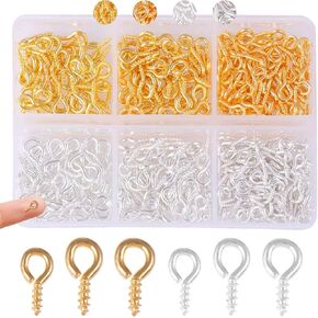400pcs دبابيس العين الصغيرة المسمار 3 أحجام مختلفة دبابيس العين لسنانير للمجوهرات صنع خطافات العين الصغيرة للحرف الصغيرة براغي العيينة لمشاريع فنية DIY ، سحر حبة ، حبات قلادة (لون مختلط)