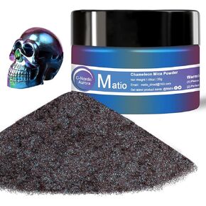 Matio Chameleon Mica Powder, 1.06oz/ 30g Aurora White Chrome Powder, Pearlescent Effect Color Shift Pigment for Resin Craft, Soap Candle Dye, Nail Art, Makeup, Bath Bomb, Paint, Slime Pigment