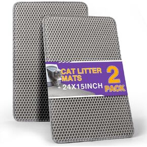 Cat Litter Mat Double Layer Waterproof Urine Proof Trapping Mat 1 Pack (Gray, 30x24 Inch)