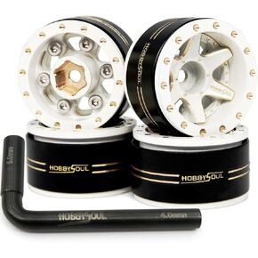 إزاحة Hobbysoul القابلة للتعديل 1.0 عجلات Beadlock Rims السلبية النحاس النحاس الثقيل 1.0 عجلات 38g/RIM لـ RC Micro Crawler 1/18 TRX4M AXIAL SCX24 90081 ، (4-pack)