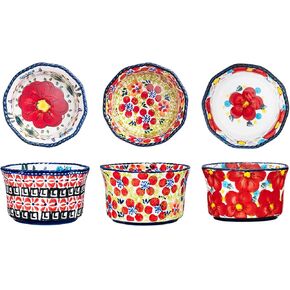 Handmade 7 oz Small Bowls - Ceramic Hand Painted Bowl Great for Ramekins, Dipping, Side Dish, Dessert, Sauce, Ice cream, Appetizer, Sushi in Gift Box, 3.5 inch, Set of 3, Glazed Pink