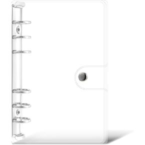 Soft PVC A6 Binder 6 Ring, Clear 6 Ring Binder with Snap Button, A6 Ring Binder Cover Protector, Refillable Planner Cover Protector for Notebook School Office