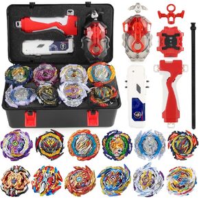 Battling Top Set, Burst Gyro Toys 12 Spinning Tops 2 Launchers Combat Battling Game with Portable Storage Box Gift for Kids Children Boys 649