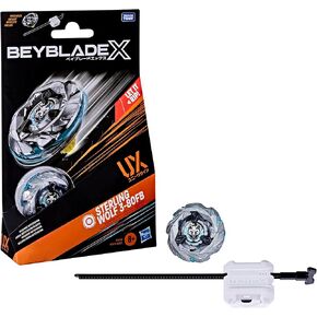 Beyblade X Sterling Wolf 3-80FB UX Starter Pack Set with Stamina Type Top and Launcher, Authentic Takara Tomy Battle Tops Games, Toys for Boys and Girls 8+