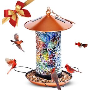Ottsuls Solar Bird Feeder لـ Outdoors Hanging ، Mosaic Birdfeeder Metal Lantern ، فريدة من نوعها محبي الطيور ، هدية حديقة للأم ، أبي ، الجدة ، عيد ميلاد