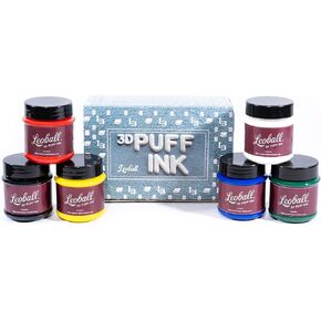 Leoball® 3D Puff Ink للمطبوعات المنتفخة/المنقوشة/المرتفعة-مجموعة حبر حبر الشاشة القائمة على الماء ، 6 ألوان ، 4 أونصة لكل من تي شيرت وطباعة شاشة حريرية (حبر نفخة)