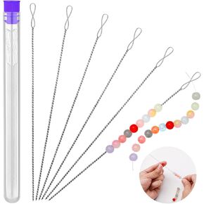 UOOU Beading Needles, 6 Pcs Twist Seed Bead Needles, Fine 0.024, Diameter 5.1 inches Length Twisted Wire Collapsible Eye Beading Needle for Jewelry Making