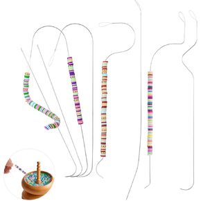 Bead Spinner Needles 8 Pcs Curved Beading Needles for Jewelry Making 6 Styles Alloy Steel Bead Needle for Bracelet Necklace Jewelry Making Big Eye Straight Beading Needle Beading Needles Seed Beads