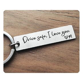 WCDHOR Drive Safe I Love You With Initial Customizable Laser Engraving Key Chain Gift for Him Valentine Wedding Personalized Boyfriend Husband Wife Travel Birthday Gift (Initial N)