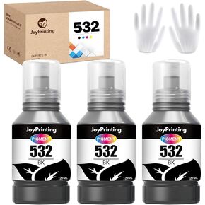 532 زجاجة حبر أسود متوافقة مع زجاجات حبر EPSON 532 T532 باستخدام ET-M1100 ET-M1120 ET-M1170 ET-M2170 ET-M3170 ET-M3180 ST-M1000 ST-M3000 (127 مل × 3 ، صبغة))
