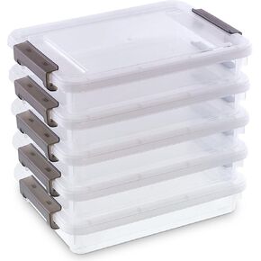 3 PCS Plastic Storage Bins with Lids Portable Project Case Water Resistant Plastic Containers for Organizing Document,A4 Paper,Photo,Letter,Scrapbook in Kuwait