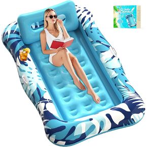 تطفو البركة البالغة ، 76 "× 48" XL قابلة للدباغة قابلة للتنفاذ ، تطفو مع وسادة ، 4 في 1 Suntan Tub Sunfating الطوافة Floatie المملوءة بالماء.