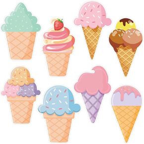 40pcs قواطع الآيس كريم لزينة لوحات النشرة ، مقطوعات ورقة آيس كريم الصيف لوحات الصيف في المدرسة الصيفية منزل عيد ميلاد ديكورات لوحة لوحة