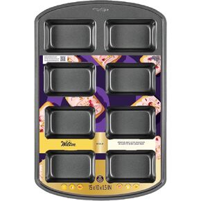 Wilton Gold Premium غير مقاوم للداخلية ، مصنوعة بدون PFAs ، Mini Loaf Pan ، 8-Cavity ، 15 × 10 × 1.5 ، قد تختلف التغليف
