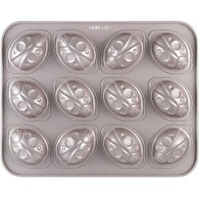 CHEFMADE Muffin Cake Pan, 12-Cavity Non-Stick Rugby-Shaped Bakeware for Oven Baking (Champagne Gold)