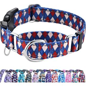 طوق Martingale العاكس للكلاب مع الإبلاغ السريع مشبك No Pull Training Dog Collars (الهندسة الملونة ، المتوسطة)