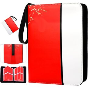 Card Binder 4 Pockets Zip Trading Card Binder for 400 Cards, PU Collection Binder with Removable Sleeves for 50 Pages, Portable Collector Album, Card Book for Game Card, Sports Cards, Gifts