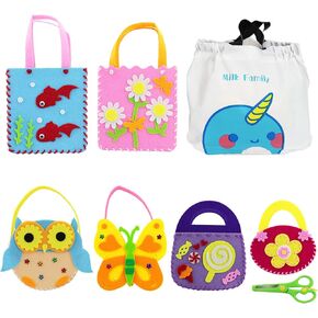 RTUDAN First Sewing Kit for Kids ، تشمل 6 أكياس خياطة عبر الجسم ، مقص واحد للحرف اليدوية ، حقيبة هدايا جميلة ، تعلم لخياطة الألعاب التعليمية ، وملحفات الخياطة للأطفال ، وهدايا الفتيات الحرفية DIY