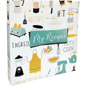 Better Kitchen Products Recipe Binder, Full Page 3 Ring Standard Binder Organizer Set (with 50 Page Protectors & 12 Category Divider Tabs) 11.5" x 12" Vintage Kitchen Design