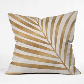 Society6 70877-OTHRP16 Modern Tropical Metallic Gold Palm Leaf Down Indoor Pillow ، 16 "x16"