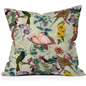 Society6 Throw Pillows with Pillow Insert - Home Decor by Burcu Korkmazyurek - Decorative Accent Pillows for Couch or Bed, 20" x 20", Floral and Birds VIII