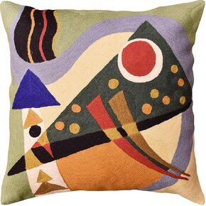 Kandinsky Abstract Pillow Cover - Original | Modern Toss Pillows Modern Chair Cushion Contemporary Pillowcase Farmhouse Chair Cushion Couch Handmade Wool Size 18x18