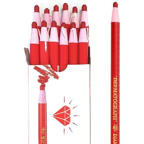 LENITH Korean Glass Markers Grease Pencils Peel-Off Type Grease Pencils China and Porcelin Marker/Wax pencil for Vinyl, Metal, Skin, Paper, window glass, Checking Markers (12 Pencils) Color:Red