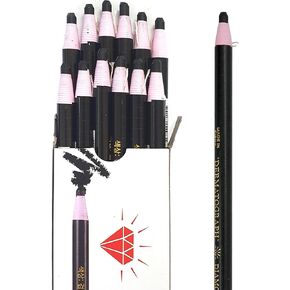 LENITH Korean Glass Markers Grease Pencils Peel-Off Type Grease Pencils China and Porcelin Marker/Wax pencil for Vinyl, Metal, Skin, Paper, window glass, Checking Markers (12 Pencils) Color:Black