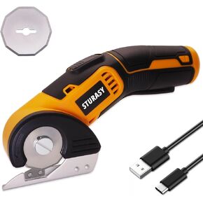 Cordless Electric Scissors, Power Cardboard Cutter with Safety Lock, Rechargeable 4V 2000mAh Electric Box Cutter for Cardboard, Fabric, Carpet, Leather, Paper, Plastic, Packages, Rotary Cutter