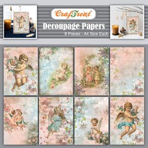 ورقة تفكيك Craftreat Angel للحرف اليدوية و Scrapbooking - SENG SET I و II - الحجم: A4 (8.3 × 11.7 بوصة)