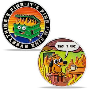 Dumpster Fire Challenge Coin - The Strongest Steel is Forged in The Fire of a Dumpster - Resilience and Strength Symbol - Humorous Keepsake Funny Office Gift for Colleagues Coworkers
