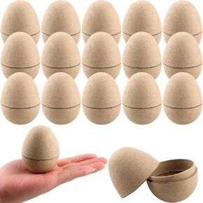 15 Pcs Paper Easter Eggs DIY Easter Eggs 3.2 Inch Paper Mache Eggs Fillable for Easter Craft Party Favors Easter Basket Stuffers