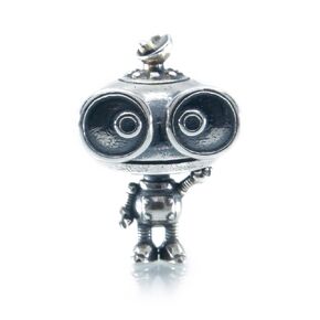 Scrapy The Bot Sterling Silver Charm Bead Pendant ، upcycled Universe Robot Charm Pendant يناسب Pandora