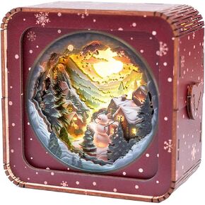 3D Wooden Puzzles for Adults(Cute Snowman) DIY LED Light Kit with Eye-Care Adjustable Brightness Switch for Teens-Personalized Gifts for DIY Puzzle Lovers
