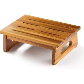 Wooden Step Stool, 5.3" One Step Stool for Adults with Handle, Durable & Portable Design Supports up to 550lbs for Bedroom, Kitchen, Bathroom or High Beds