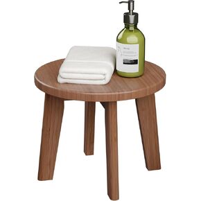 Shower Shaving Foot Rest Stool,Bamboo Step Stool for Kids Adults Small Portable Wooden Stools for Inside Shower Sturdy Stepping Spa Bench 300 Lbs in Sink Bathroom Office Plant Stand 10inch (Round)