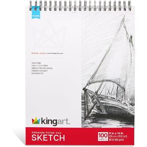 لوحة ورقية الرسم المتجهة إلى Kingart (631-1) ، 11 × 14 بوصة ، 100 ورقة ، 60 رطل/90 جم ، خالية من الأحماض