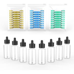 ACTEKART NO-CLEAN Airbrush Accessories Kit-زجاجات طلاء من 8 قطع و 150 فوهات يمكن التخلص منها (0.2/0.3/0.5 مم 50 لكل منها) | متوافق مع TK-AB0078 البخاخة