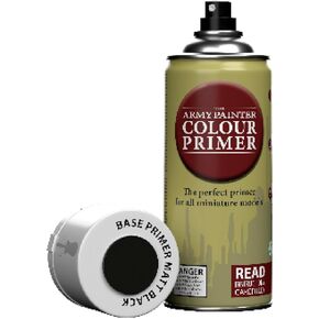 The Army Painter Base Primer Matt Black, 400 mL Acrylic Spray Primer, Spray Paint Basecoat for Miniature Priming, Tabletop Roleplaying, Boardgames, and Wargames Miniature Modelling