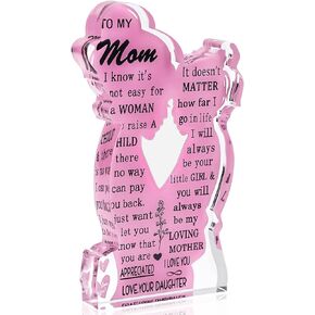 Gifts for Mom from Daughter - Heartfelt Message Acrylic Paperweight, 5 x 3 inch