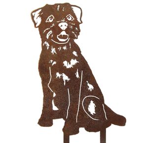 Corten Steel Border Terrier Dog Silhouette Yard Stake (Large)