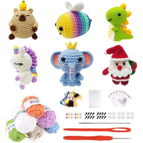 6pcs Crochet Kit للمبتدئين ، مجموعات الحيوانات الكروشيه ، 2025 حرفة DIY للبالغين والأطفال ، أفضل هدية لعشاق الكروشيه ، مجموعات الحيوانات الكروشيه مع فيديو خطوة بخطوة ، هدية عيد ميلاد ، هدايا العطلات