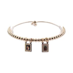 SIFRIMANIA 18K الذهب مطلي بالكرة الكاثوليكية قابلة للتعديل سوار Bead مع الرحمة الإلهية وعذراء ميداليات غوادالوبي
