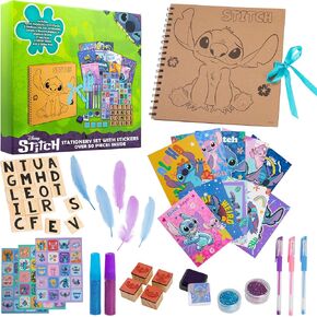 Disney Stitch Scrapbook Kit for Kids Teenagers Craft Set Supplies Stickers Feathers Stamps Gel Assics - هدايا للفتيات