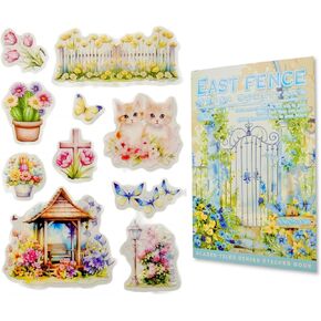 20 Sheets Glazed Tile House Series PET Scrapbook Stickers Book, Stickers Kit for Scrapbooking, Junk Journal Ephemera, DIY Crafts Waterproof Journaling Supplies (Autumn Garden)